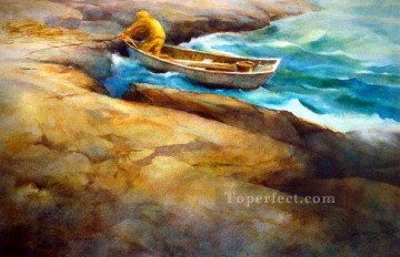 Dockscape Painting - yxf0116d impressionism marine dockside